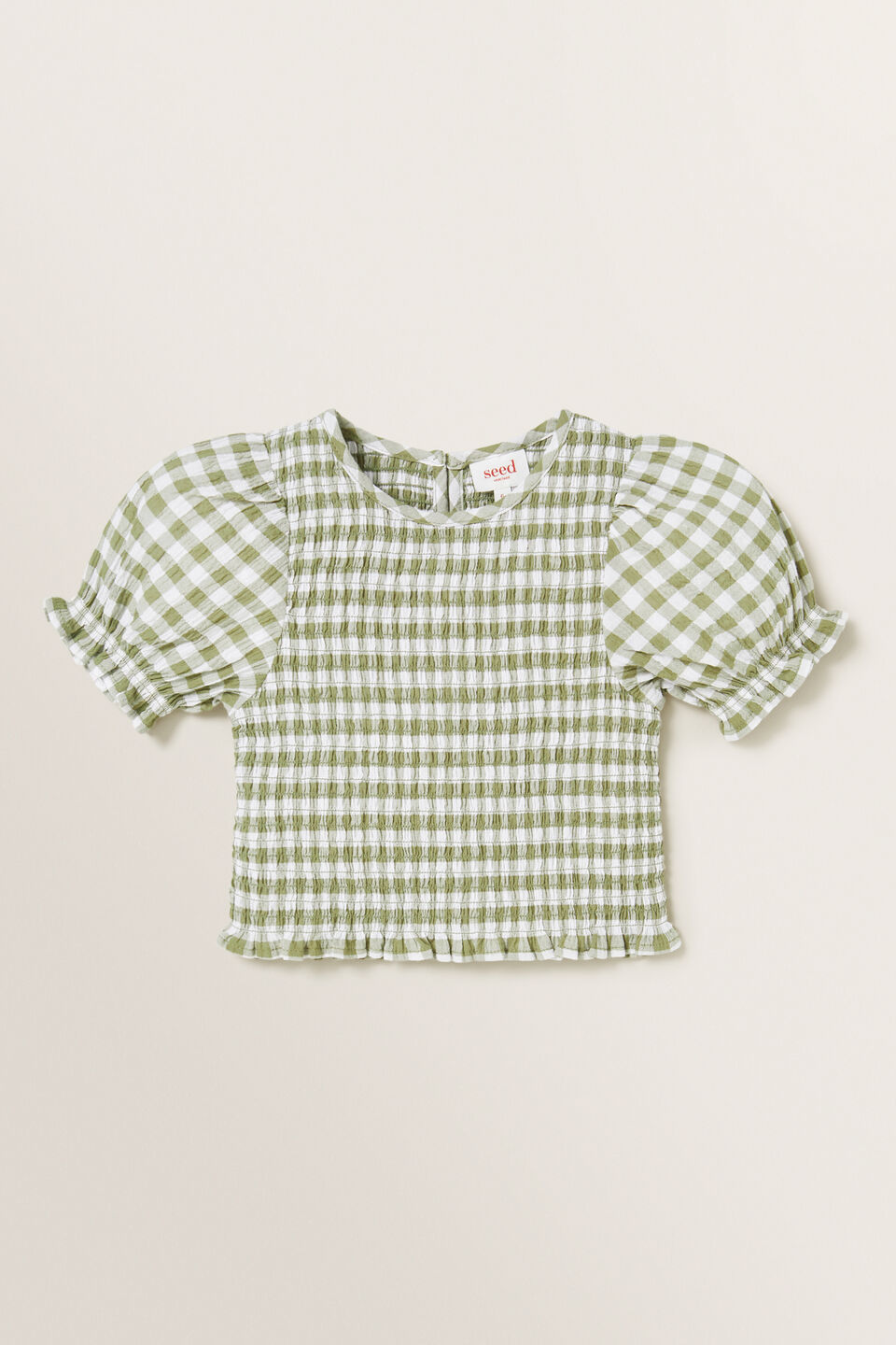 Gingham Shirred Top  