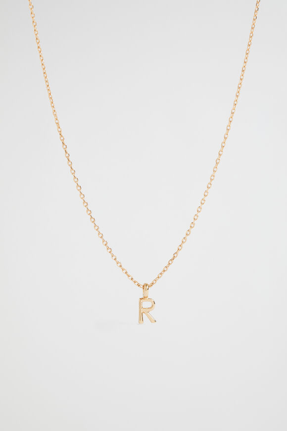 Gold Initial Necklace  R  hi-res