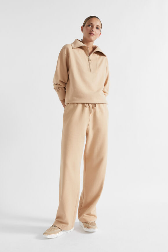 Terry Wide Leg Trackpant  Champagne Beige  hi-res