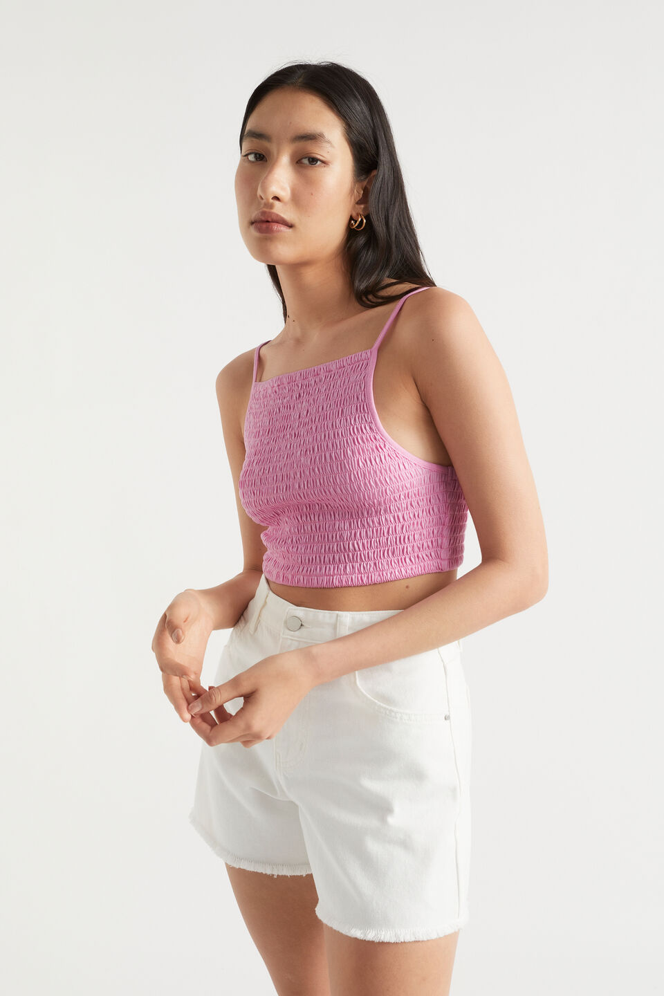 Shirred Jersey Crop  Soft Orchid