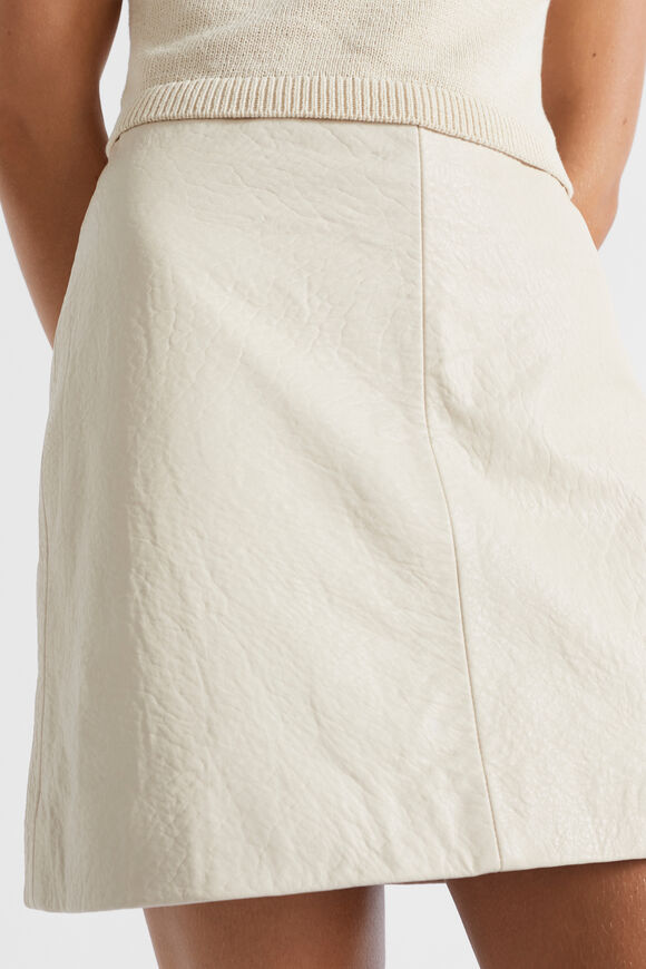Pebbled Leather Mini Skirt  Frappe  hi-res