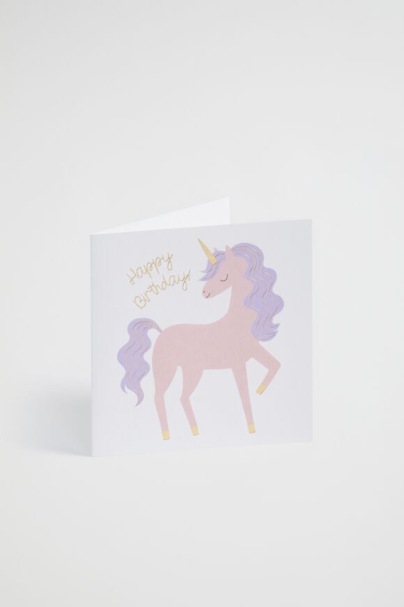 Large Happy Birthday Unicorn Card  Multi  hi-res