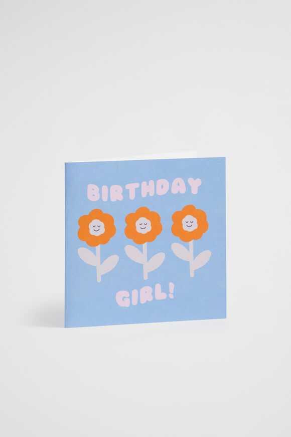 Large Birthday Girl Daisy Card  Multi  hi-res