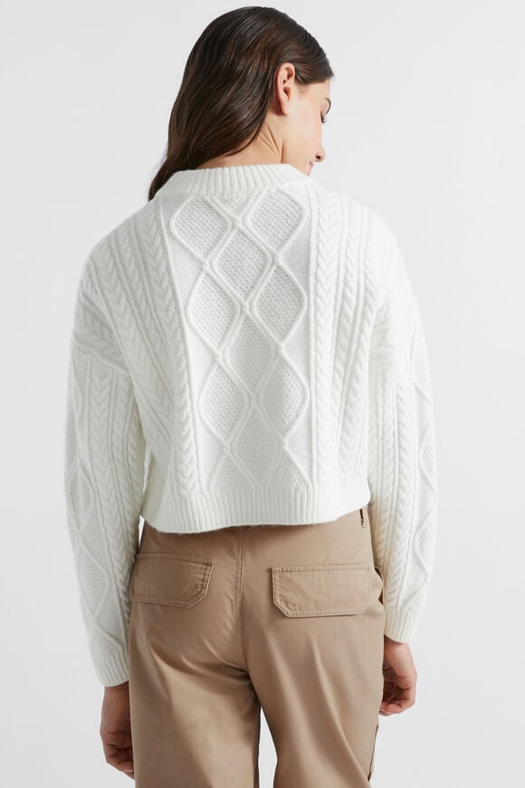Cable Crop Knit  White  hi-res