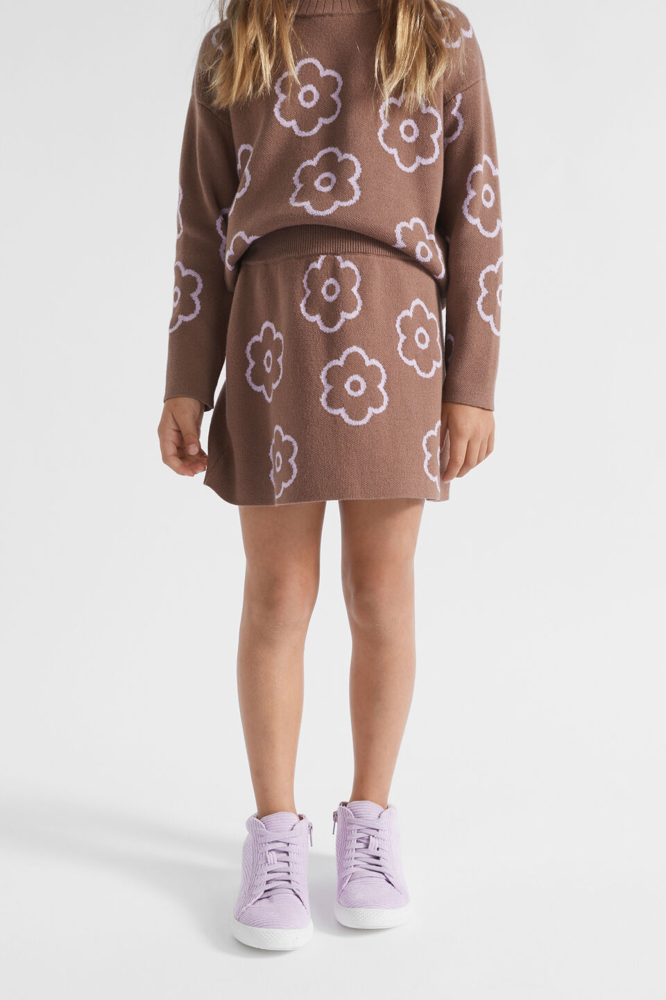 Flower Knit Skirt  Cocoa