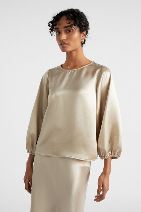 Pearl Satin balloon-sleeve Set