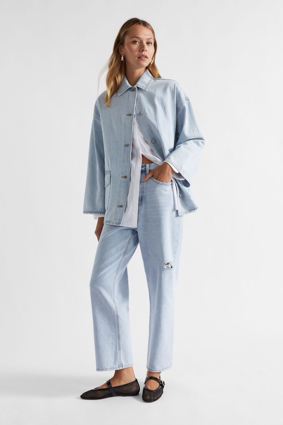 Button Front Boxy Shacket