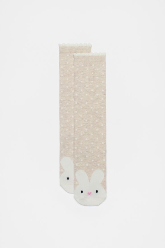 Bunny Spot Knee High Sock  Oat Marle  hi-res