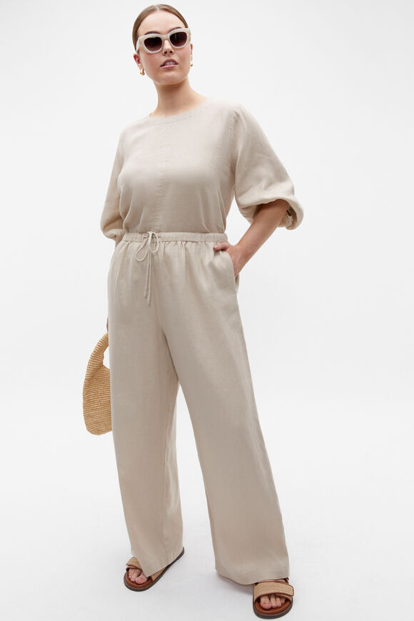 Core Linen Wide Leg Tie Pant  Cool Sand  hi-res