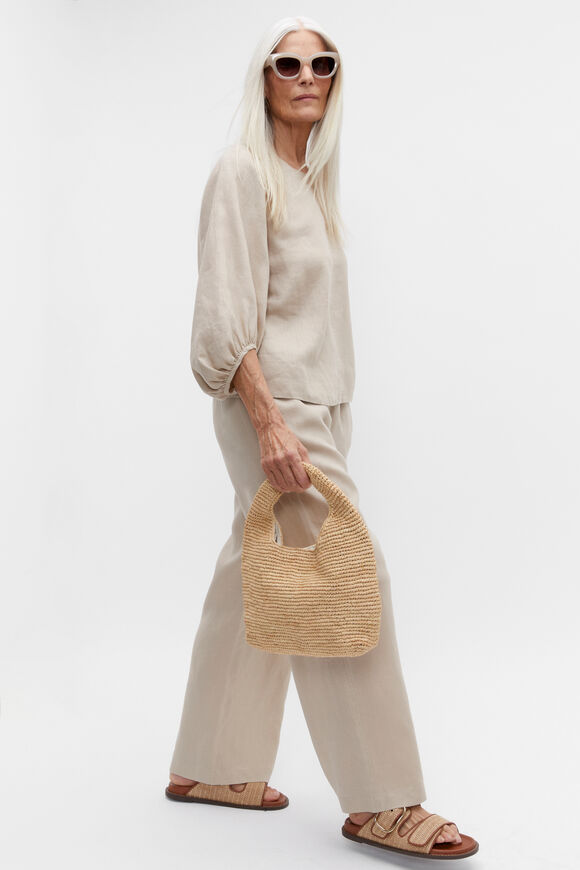 Core Linen Wide Leg Tie Pant  Cool Sand  hi-res