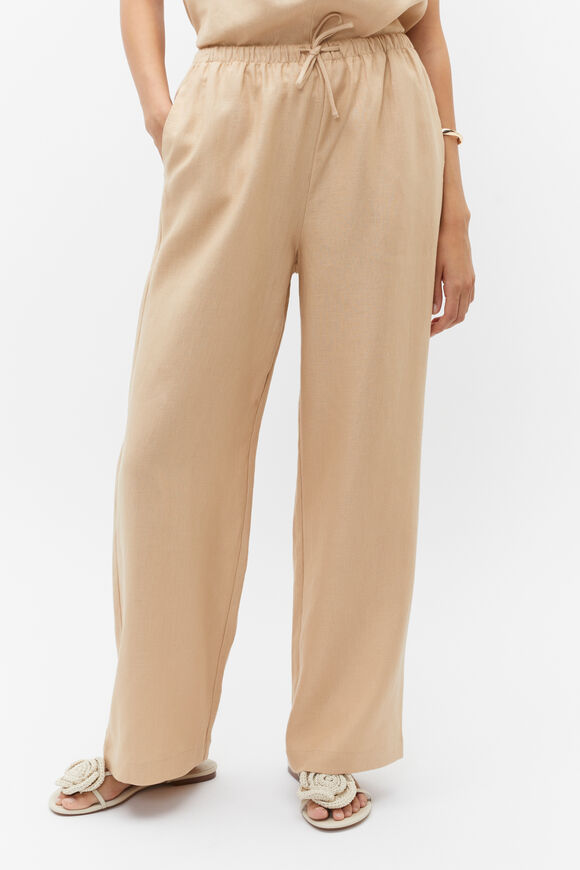 Core Linen Wide Leg Tie Pant  Nougat  hi-res