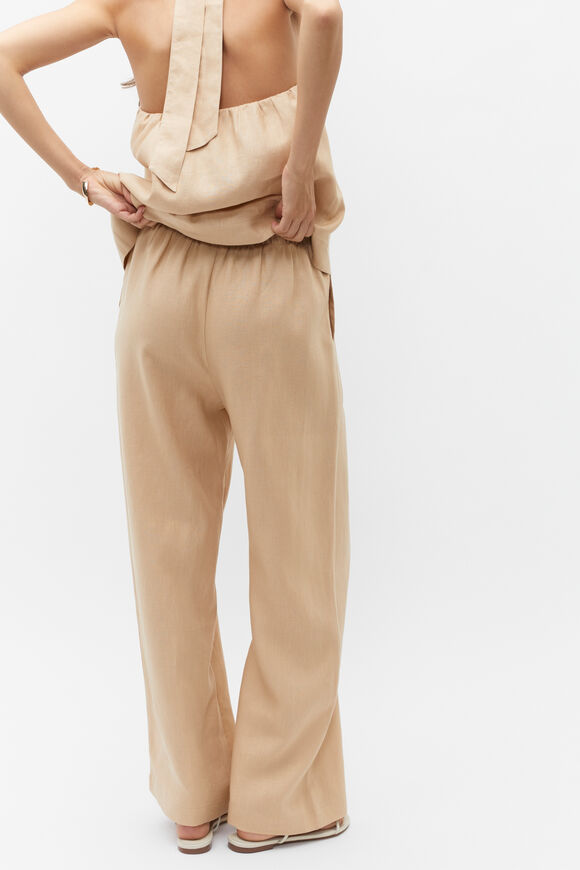 Core Linen Wide Leg Tie Pant  Nougat  hi-res