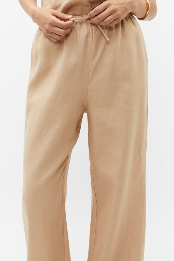 Core Linen Wide Leg Tie Pant  Nougat  hi-res