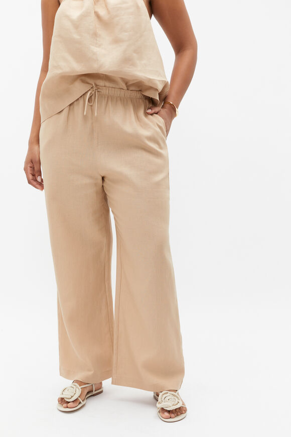 Core Linen Wide Leg Tie Pant  Nougat  hi-res