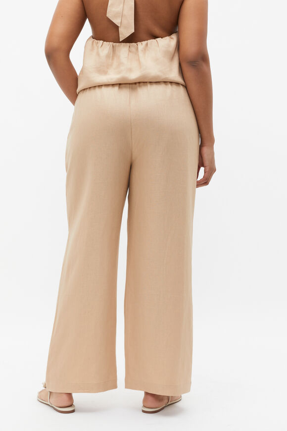 Core Linen Wide Leg Tie Pant  Nougat  hi-res