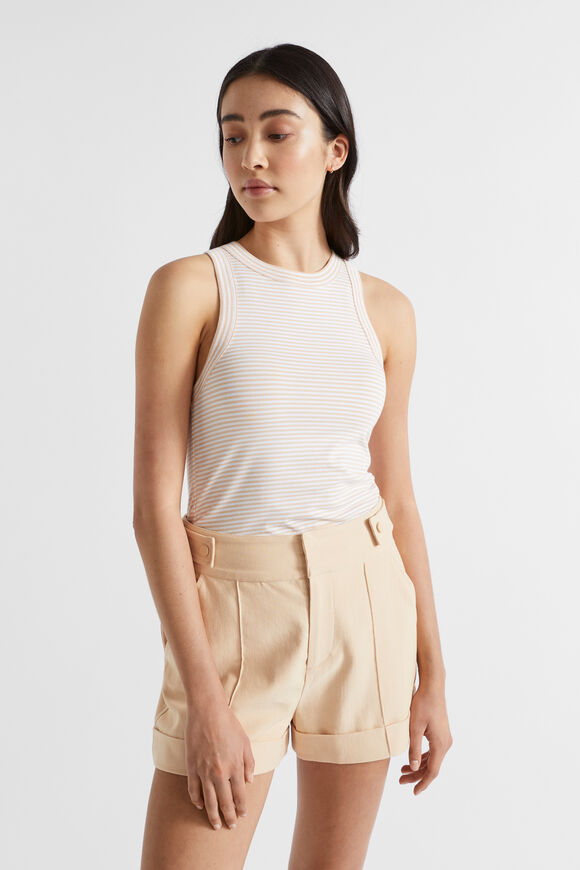 Core Fitted Tank  Soft Wheat Stripe  hi-res