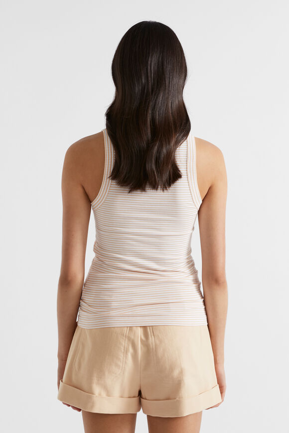 Core Fitted Tank  Soft Wheat Stripe  hi-res