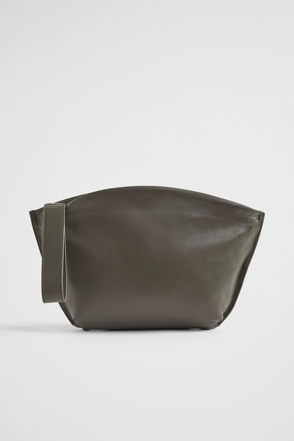 Leather Crescent Clutch  Olive  hi-res
