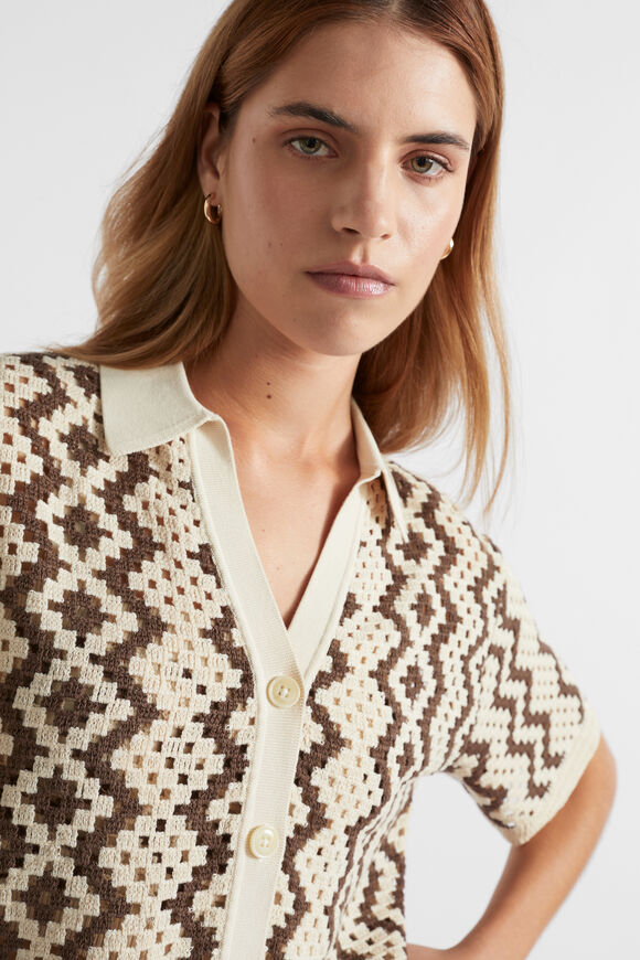 Crochet Knit Shirt  Multi  hi-res