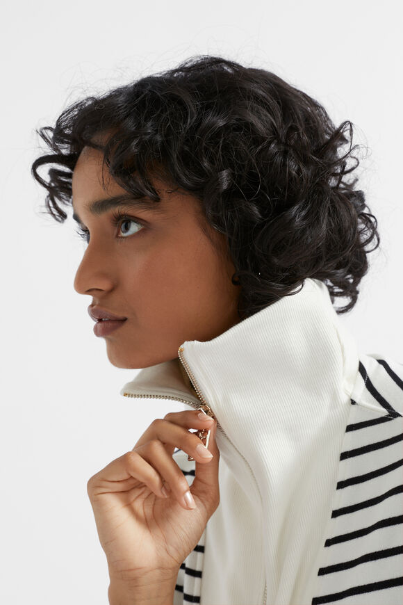 Core Heritage Half Zip Sweat  Cloud Cream Stripe  hi-res