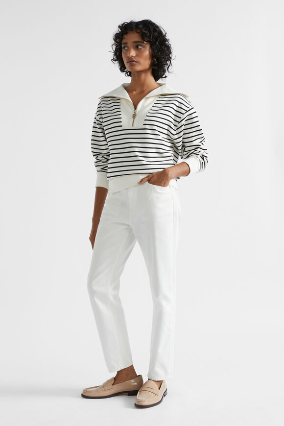 Core Heritage Half Zip Sweat  Cloud Cream Stripe  hi-res