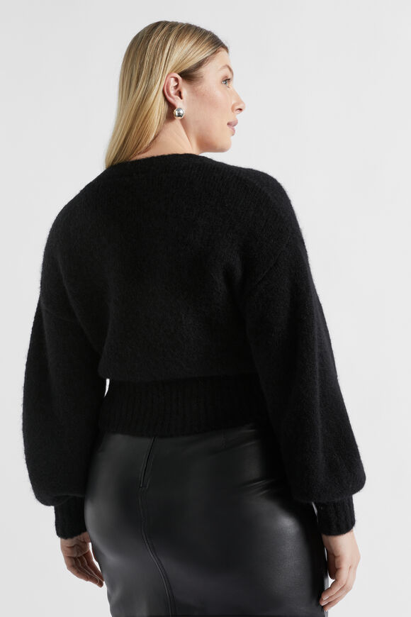 Wool Blend V Neck Knit  Black  hi-res