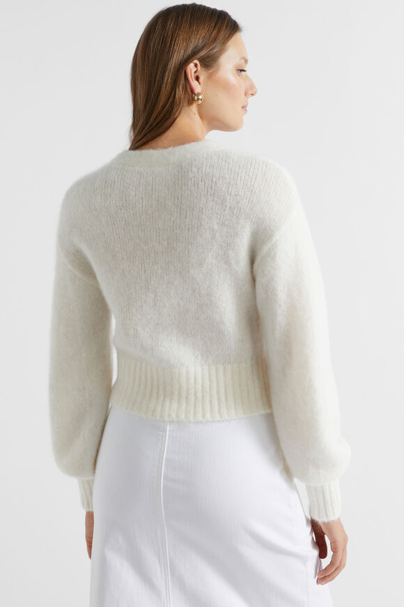 Wool Blend V Neck Knit  Cloud Cream  hi-res