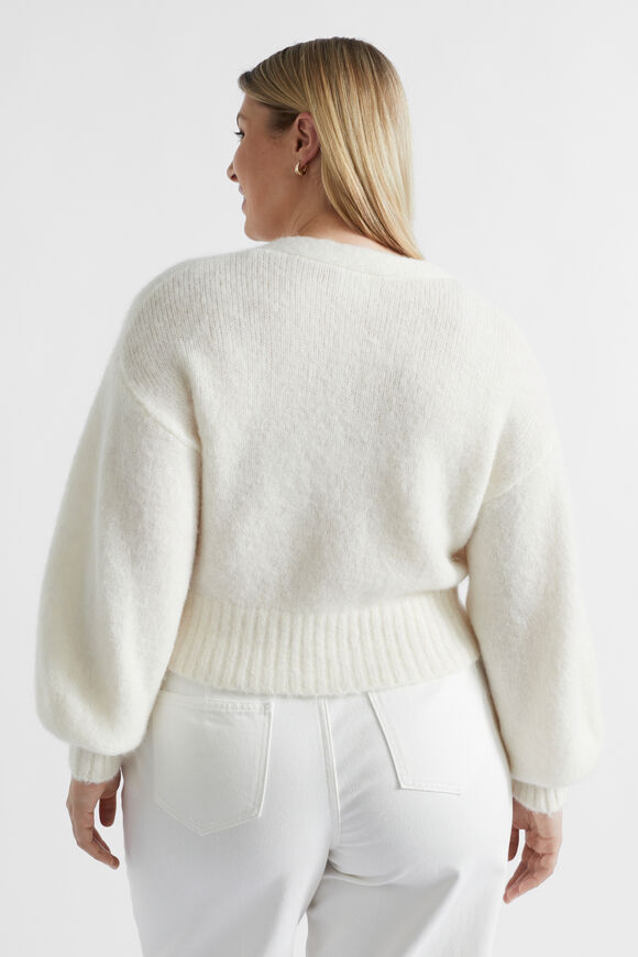 Wool Blend V Neck Knit  Cloud Cream  hi-res