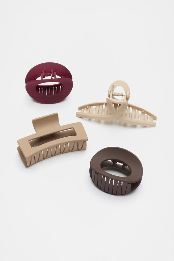 Curved Hair Claw Pack  Plum Red  hi-res