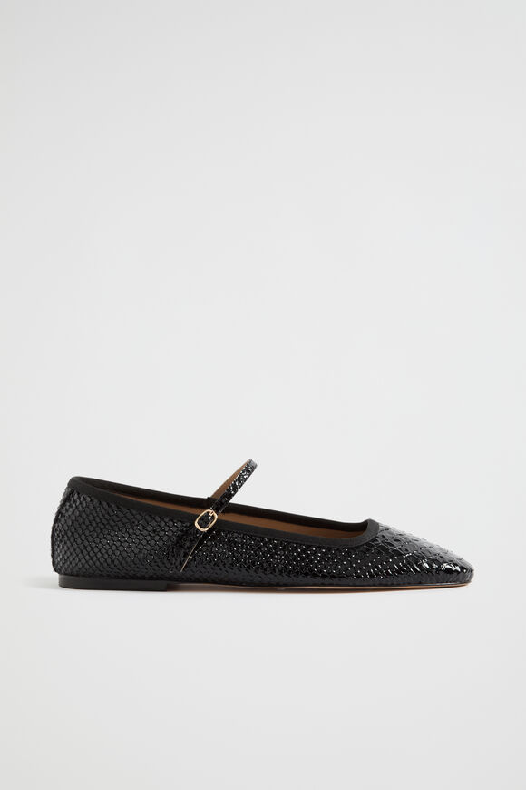 Kai Snake Embossed Ballet Flat  Black  hi-res