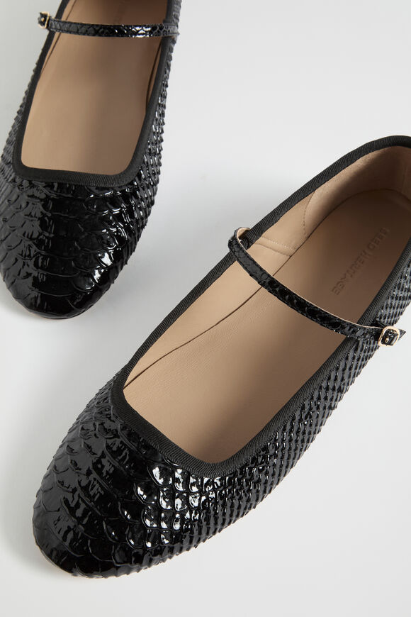 Kai Snake Embossed Ballet Flat  Black  hi-res