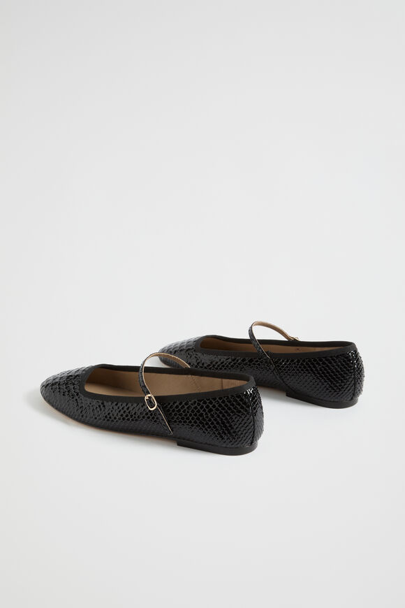 Kai Snake Embossed Ballet Flat  Black  hi-res