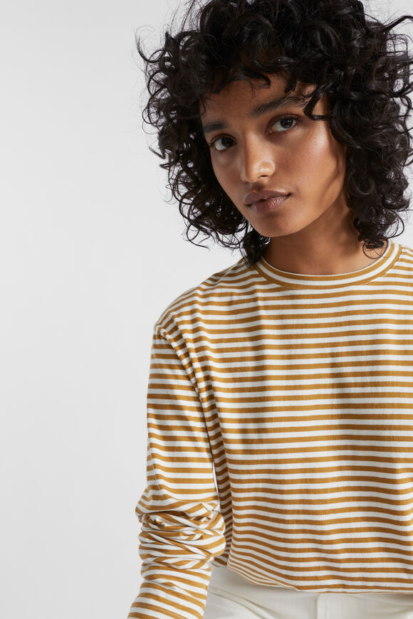 Long Sleeve Stripe Top  Honey Gold Stripe  hi-res
