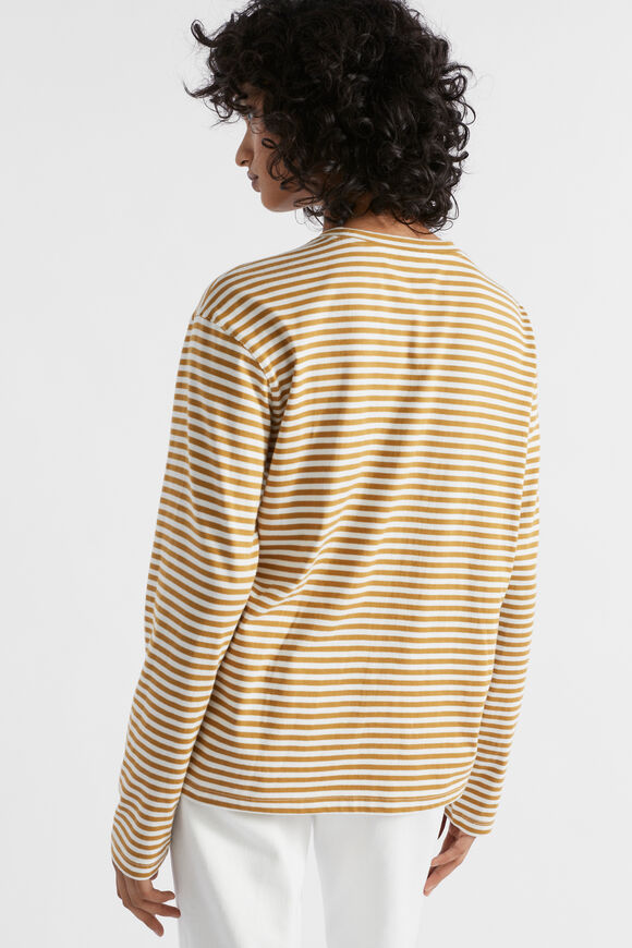 Long Sleeve Stripe Top  Honey Gold Stripe  hi-res