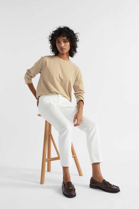 Long Sleeve Stripe Top  Honey Gold Stripe  hi-res