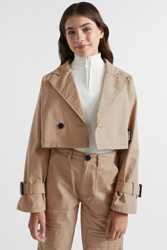 Crop Trench  Ecru  hi-res