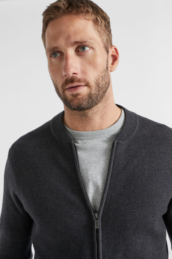 Knit Bomber  Charcoal Marle  hi-res