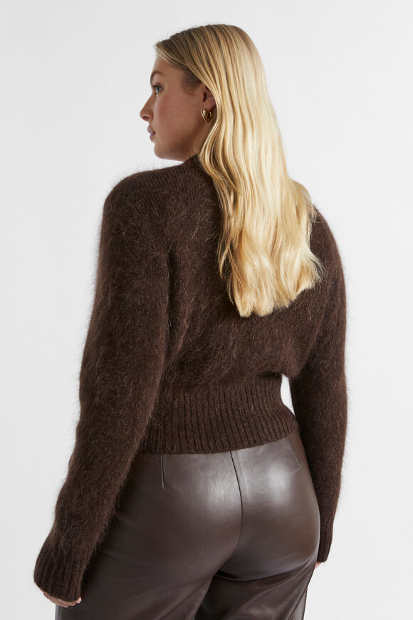 Mohair Crop Polo Knit  Dark Espresso Marle  hi-res