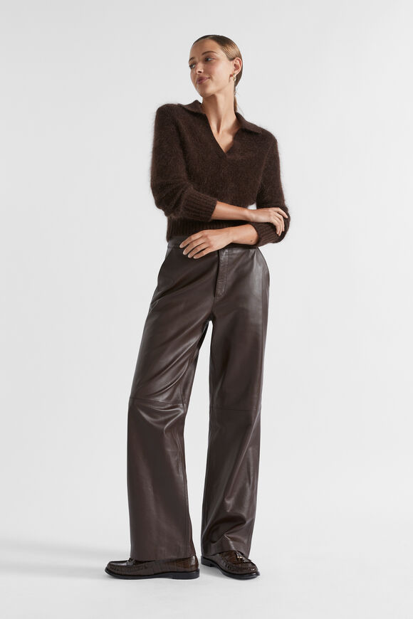 Mohair Crop Polo Knit  Dark Espresso Marle  hi-res