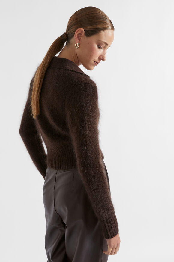 Mohair Crop Polo Knit  Dark Espresso Marle  hi-res