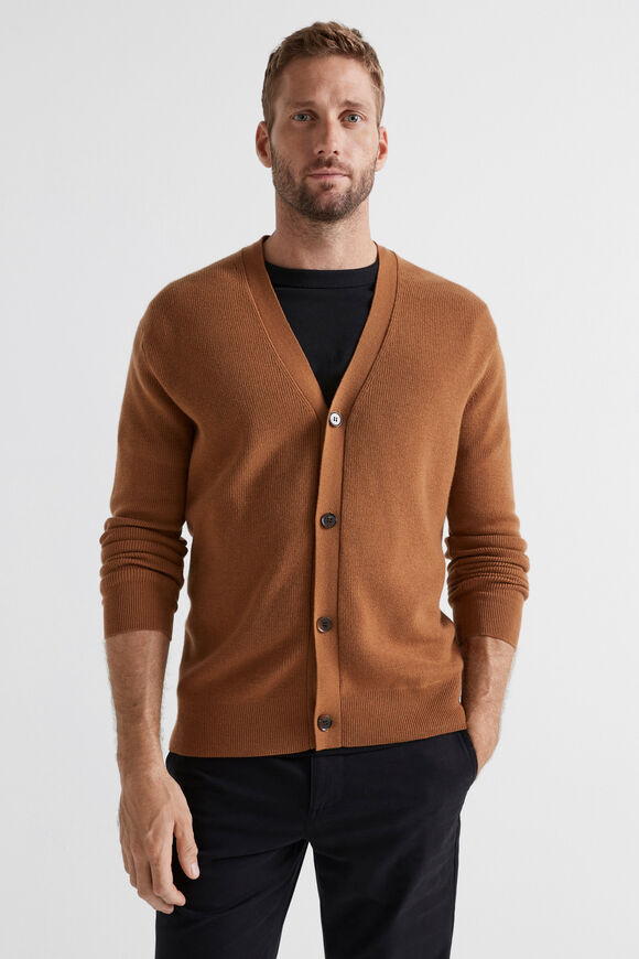 Merino Wool Cardigan  Nutmeg  hi-res