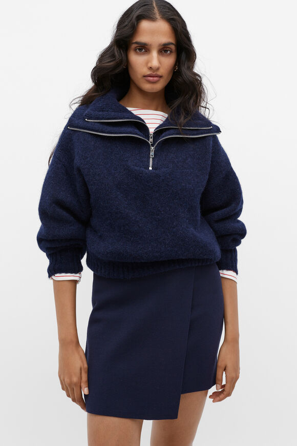 Double Zip Through Knit  Midnight Sky  hi-res