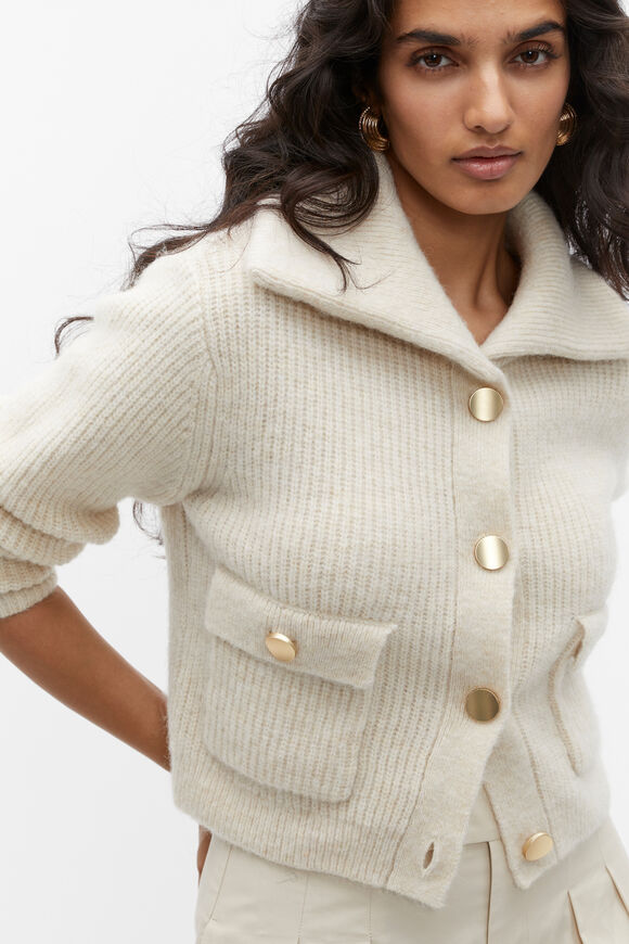Slouch Button Through Knit Cardigan  Vanilla Cream Marle  hi-res