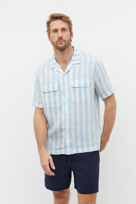 Linen Utility Shirt  Clear Blue Stripe  hi-res