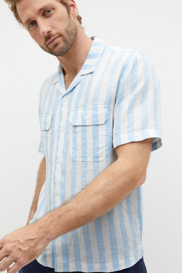 Linen Utility Shirt  Clear Blue Stripe  hi-res
