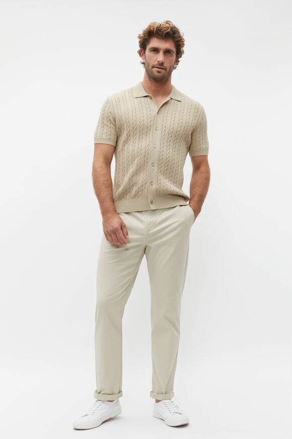 Button Down Cable Knit  Sandshell  hi-res