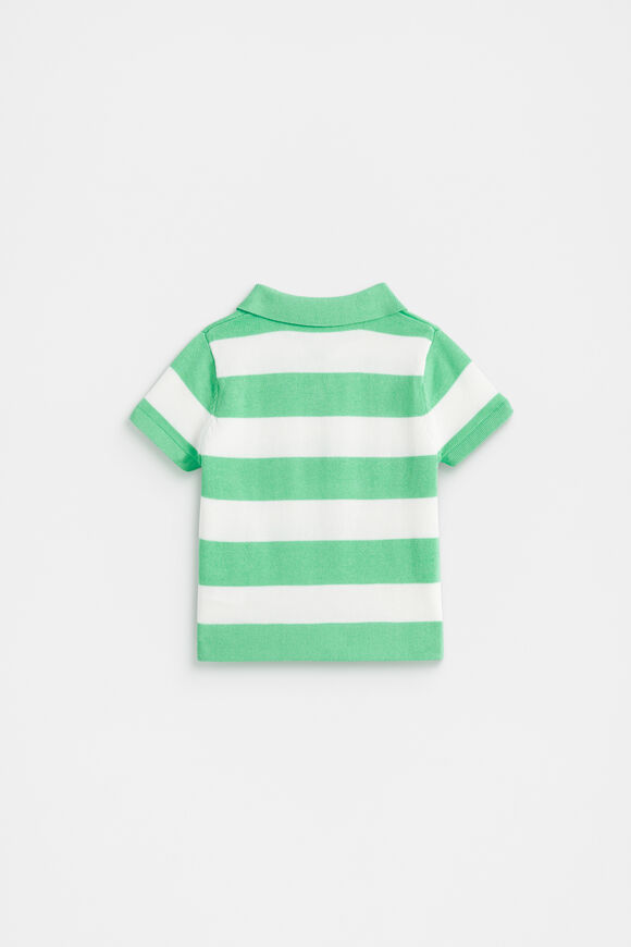 Knitted Stripe Polo  Pine Lime  hi-res