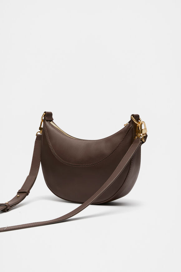Leather Crescent Crossbody Bag  Affogato  hi-res