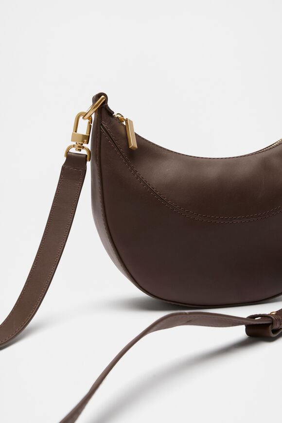 Leather Crescent Crossbody Bag  Affogato  hi-res