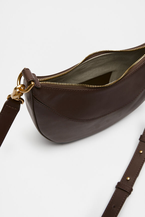 Leather Crescent Crossbody Bag  Affogato  hi-res